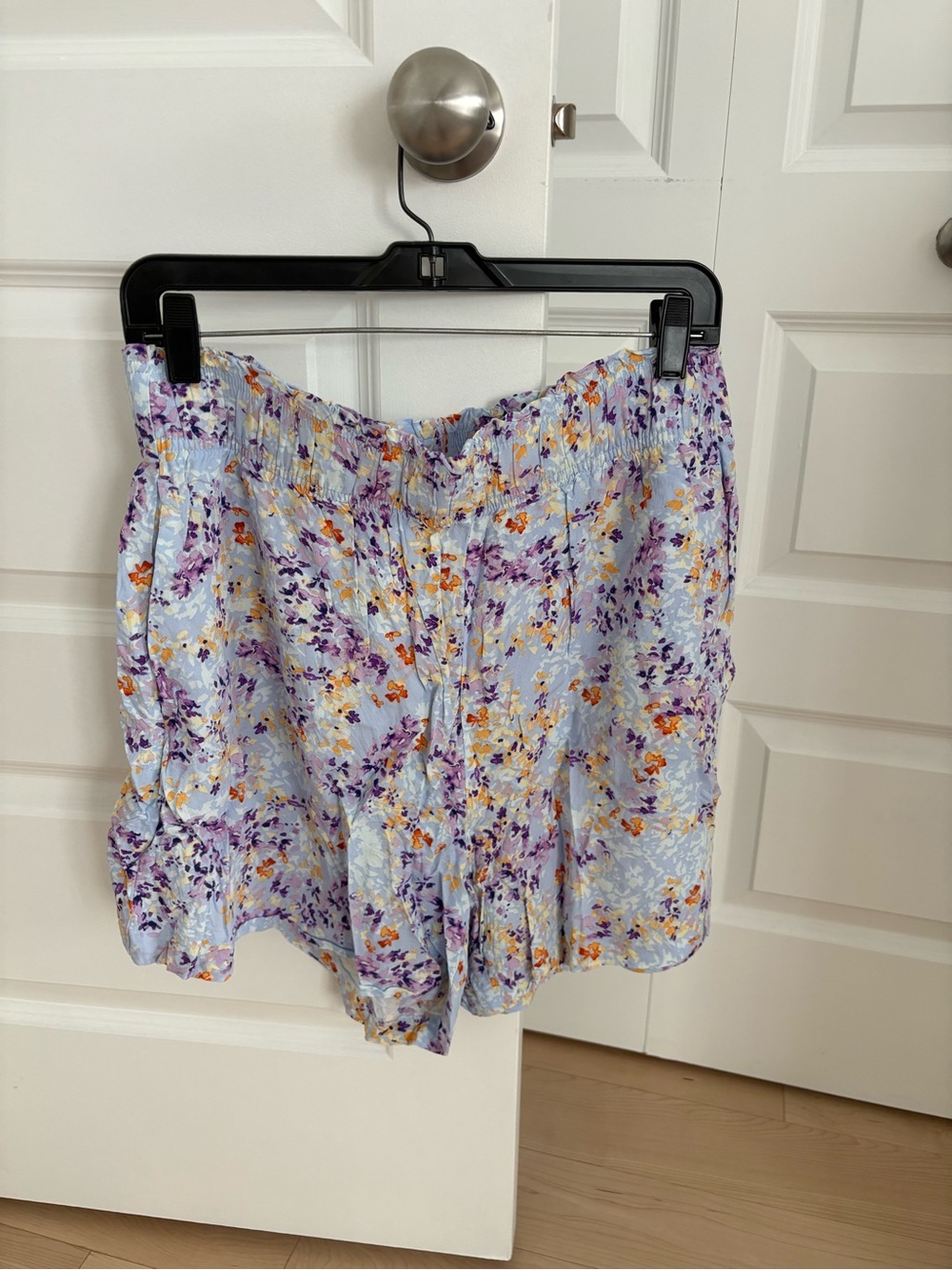 H&M Light Blue Floral Smocked Shorts with Orange & Purple Flowers